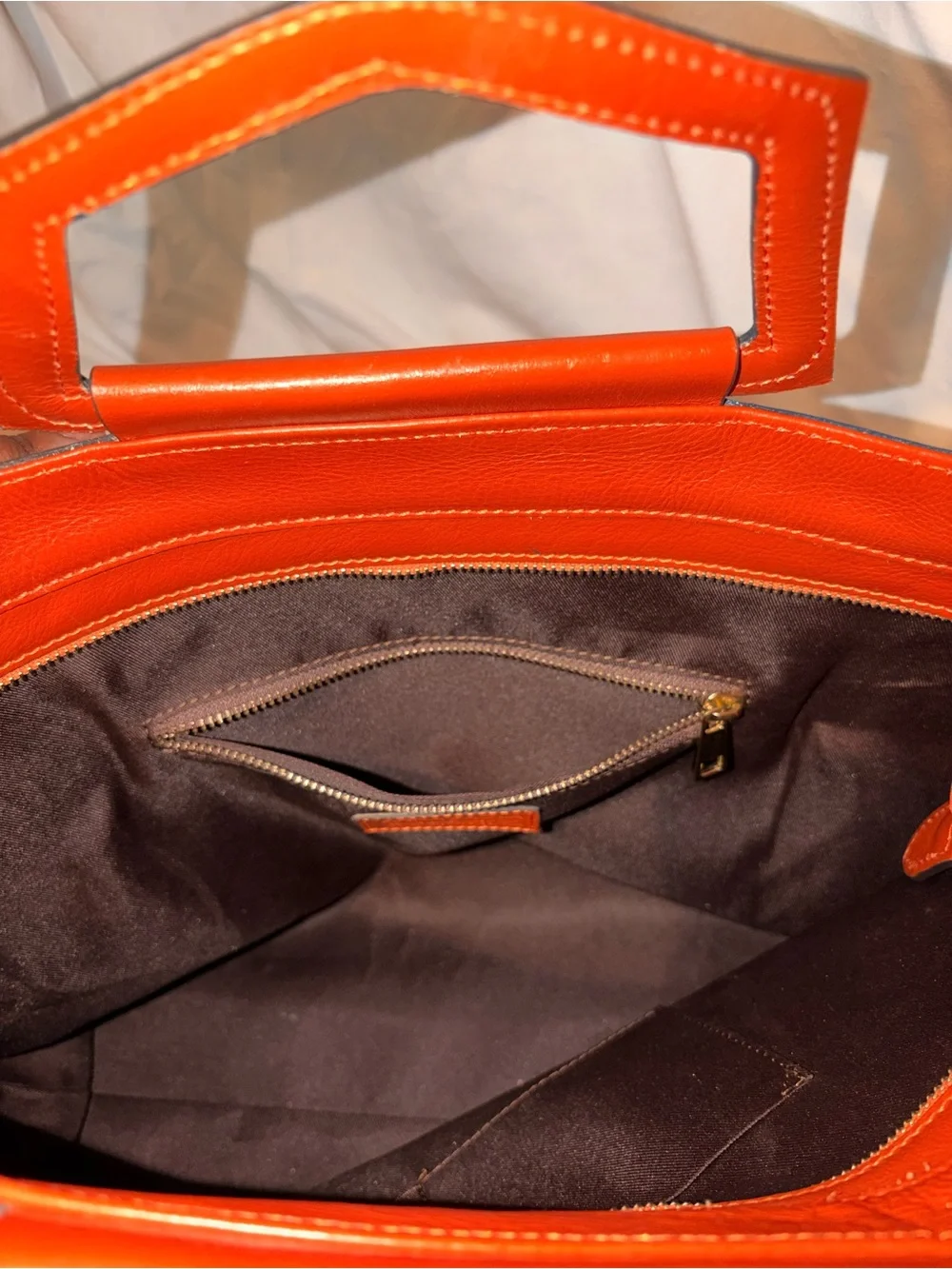 Anna Paola Rust Orange Italian Leather Tote